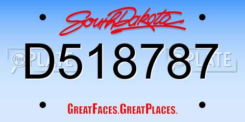 D518787 South Dakota License Plate