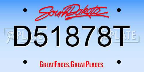 D51878T South Dakota License Plate
