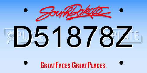 D51878Z South Dakota License Plate
