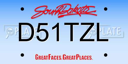 D51TZL South Dakota License Plate