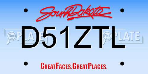 D51ZTL South Dakota License Plate