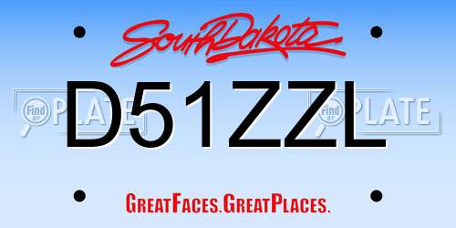 D51ZZL South Dakota License Plate