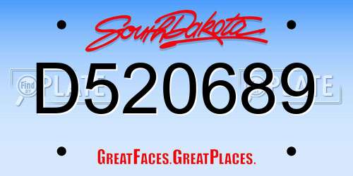 D520689 South Dakota License Plate