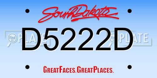 D5222D South Dakota License Plate