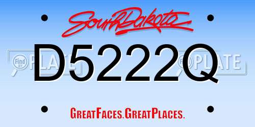 D5222Q South Dakota License Plate