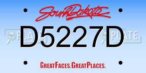 D5227D South Dakota License Plate
