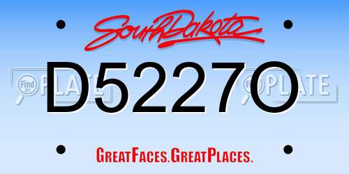 D5227O South Dakota License Plate