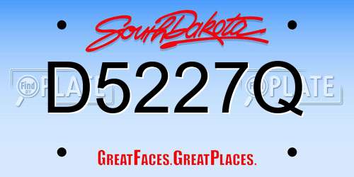 D5227Q South Dakota License Plate