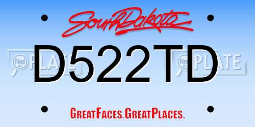 D522TD South Dakota License Plate