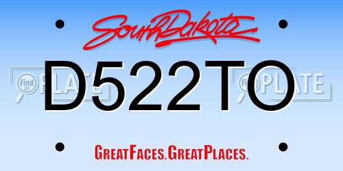 D522TO South Dakota License Plate