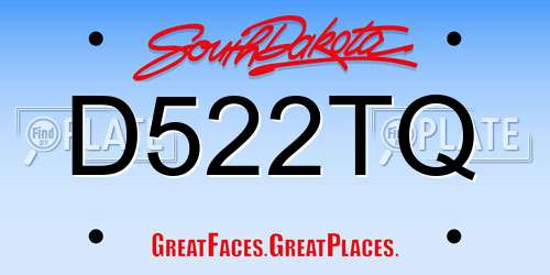 D522TQ South Dakota License Plate