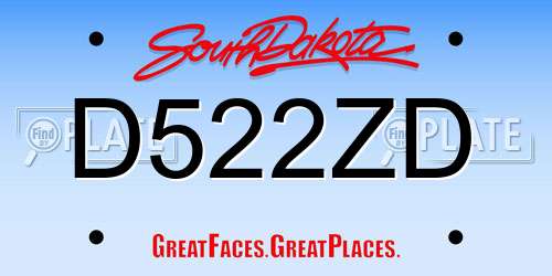 D522ZD South Dakota License Plate