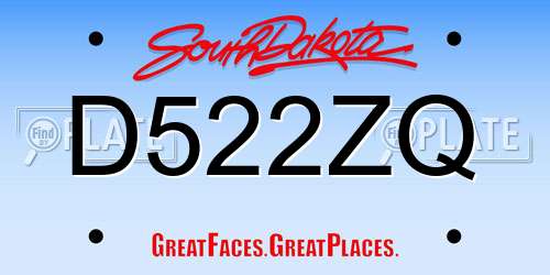 D522ZQ South Dakota License Plate