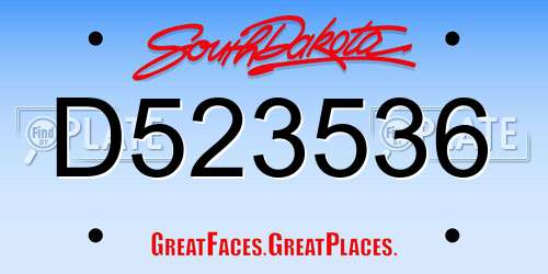 D523536 South Dakota License Plate
