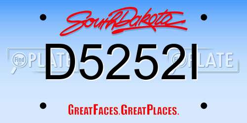 D5252I South Dakota License Plate