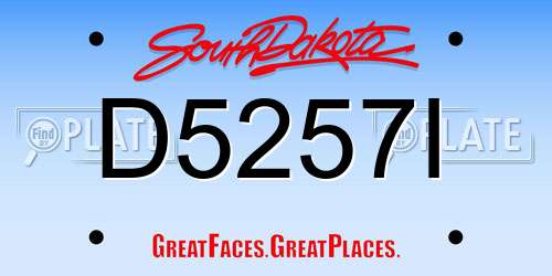 D5257I South Dakota License Plate