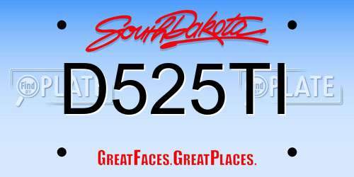 D525TI South Dakota License Plate