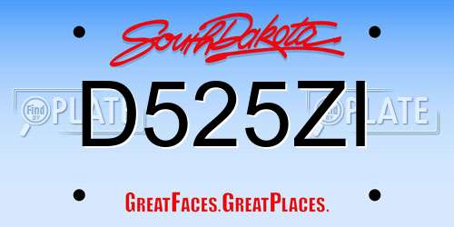 D525ZI South Dakota License Plate