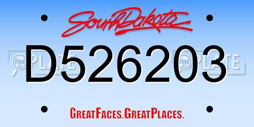 D526203 South Dakota License Plate