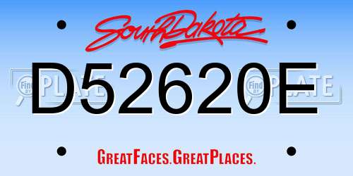 D52620E South Dakota License Plate