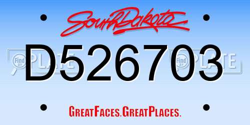 D526703 South Dakota License Plate