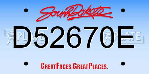 D52670E South Dakota License Plate
