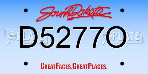 D5277O South Dakota License Plate