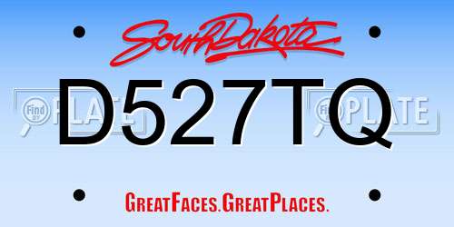D527TQ South Dakota License Plate