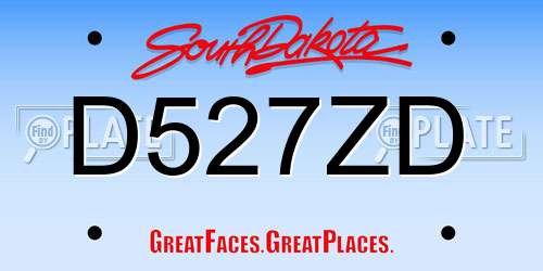 D527ZD South Dakota License Plate