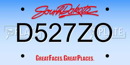 D527ZO South Dakota License Plate