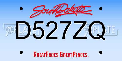 D527ZQ South Dakota License Plate