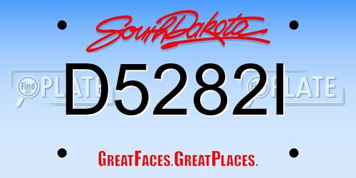 D5282I South Dakota License Plate
