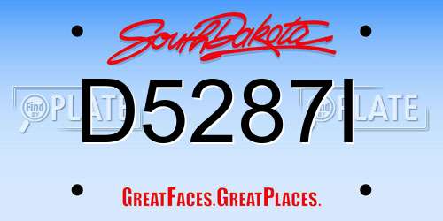 D5287I South Dakota License Plate