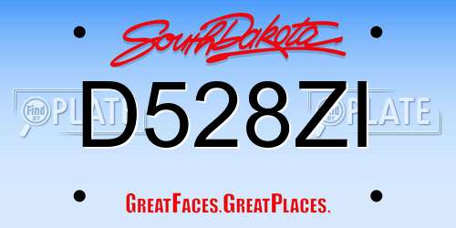 D528ZI South Dakota License Plate