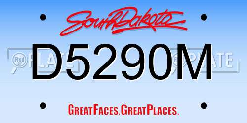 D5290M South Dakota License Plate