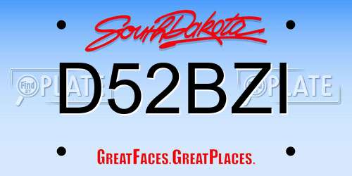 D52BZI South Dakota License Plate