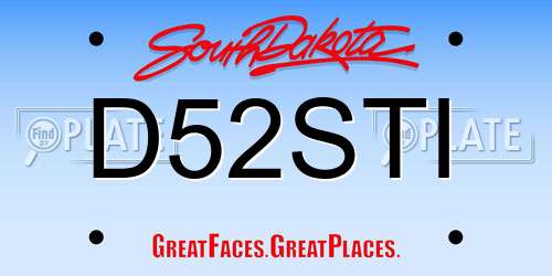 D52STI South Dakota License Plate