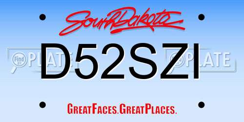 D52SZI South Dakota License Plate