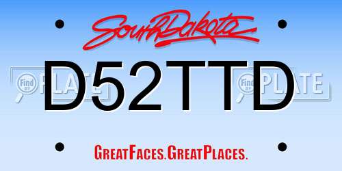 D52TTD South Dakota License Plate