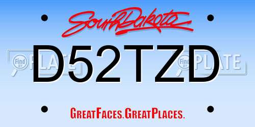 D52TZD South Dakota License Plate