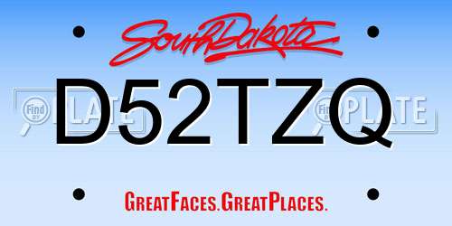 D52TZQ South Dakota License Plate
