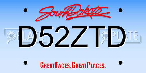 D52ZTD South Dakota License Plate