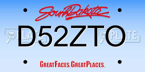 D52ZTO South Dakota License Plate