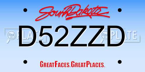 D52ZZD South Dakota License Plate