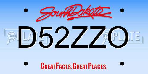 D52ZZO South Dakota License Plate