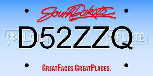 D52ZZQ South Dakota License Plate