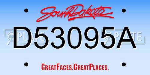 D53095A South Dakota License Plate