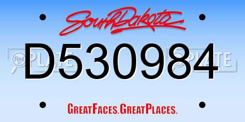 D530984 South Dakota License Plate