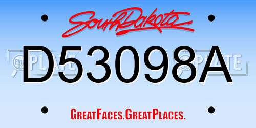 D53098A South Dakota License Plate