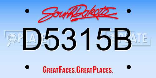 D5315B South Dakota License Plate